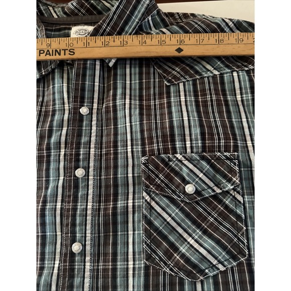 Dickies Long Sleeve Plaid Pearl Snap Western Style Shirt Size 2XL - Picture 8 of 8